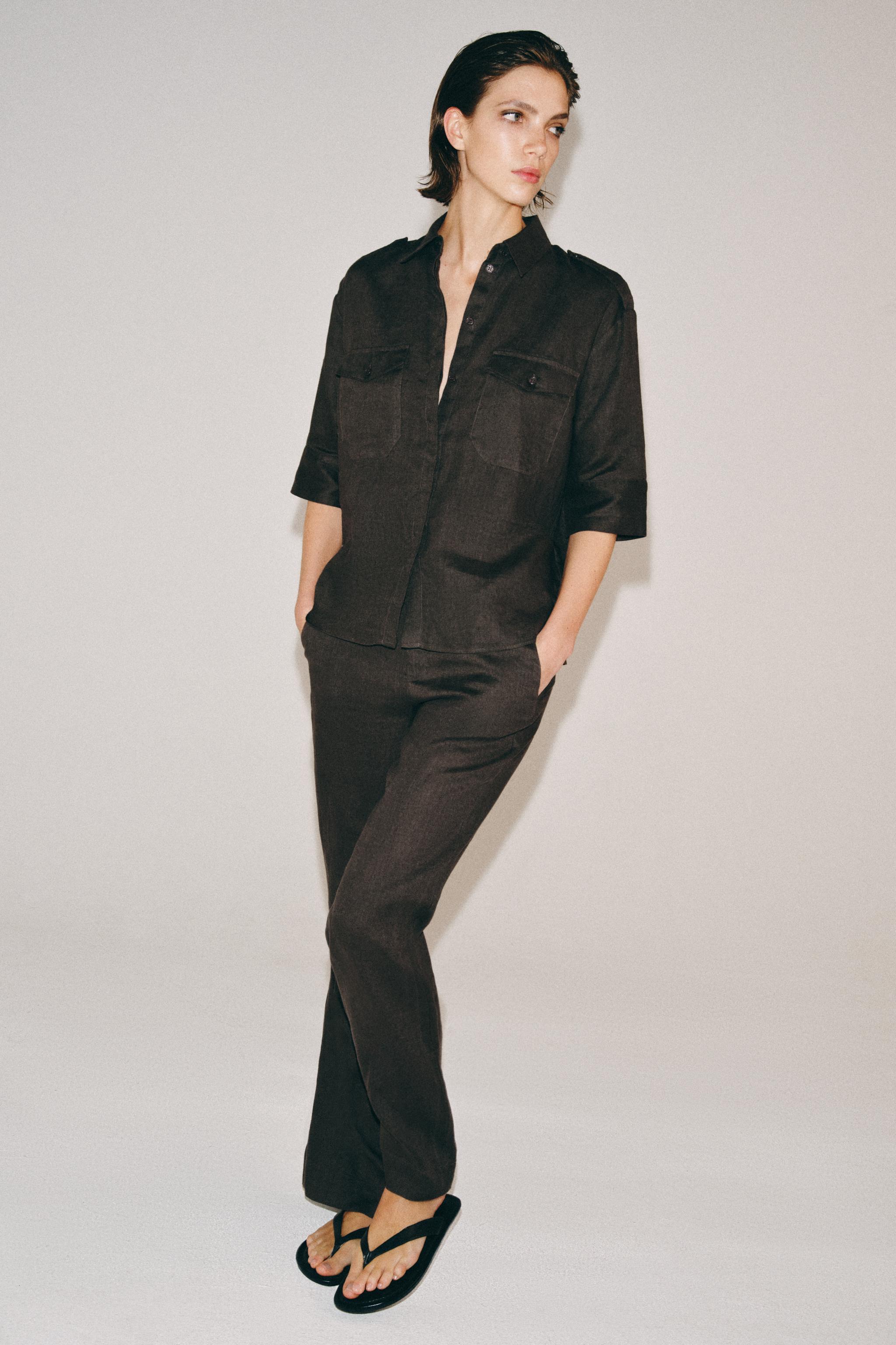 ZW COLLECTION LINEN POCKET SHIRT